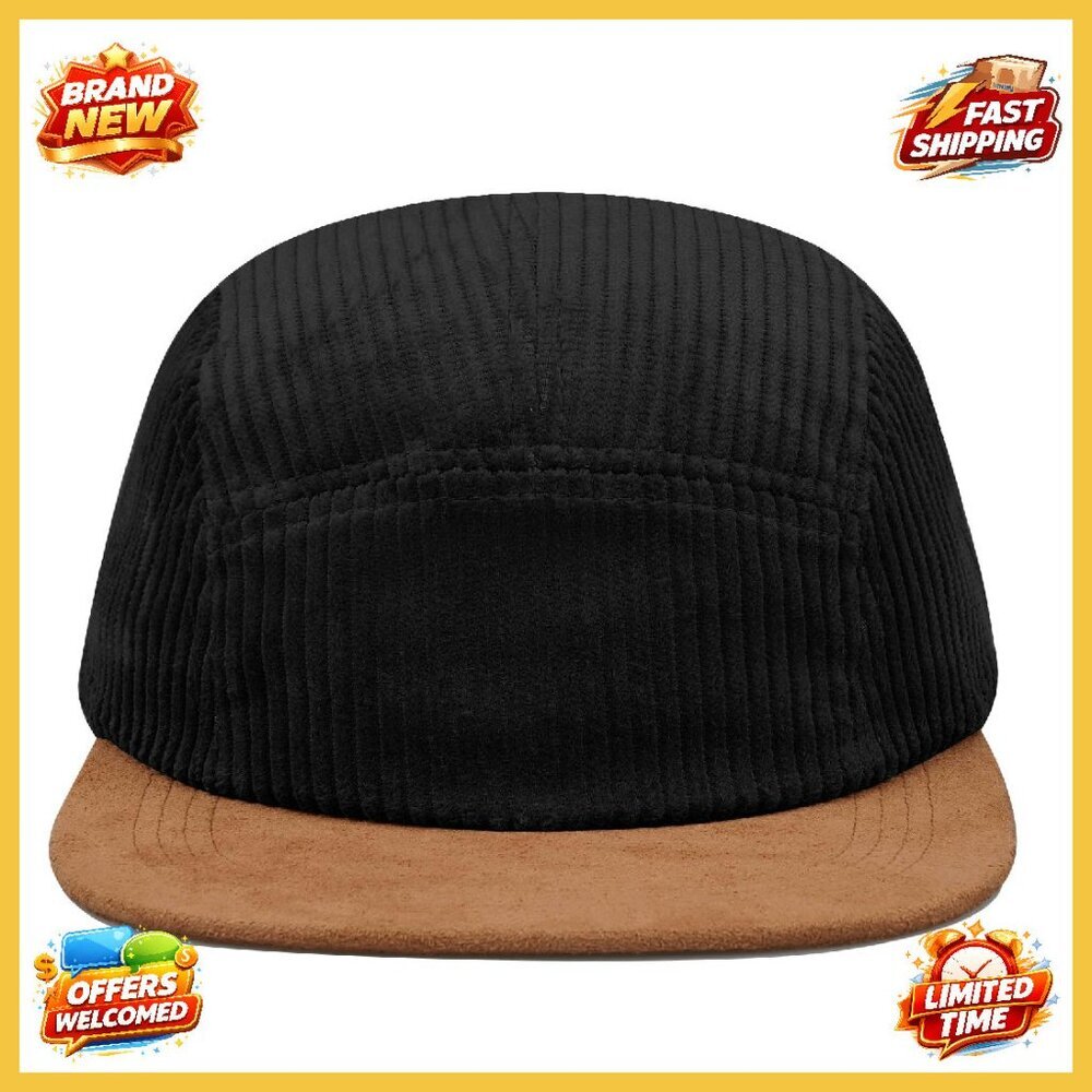 Corduroy Baseball Cap 5 Panel Flat Brim Adjustable Hip Hop Hat Unisex